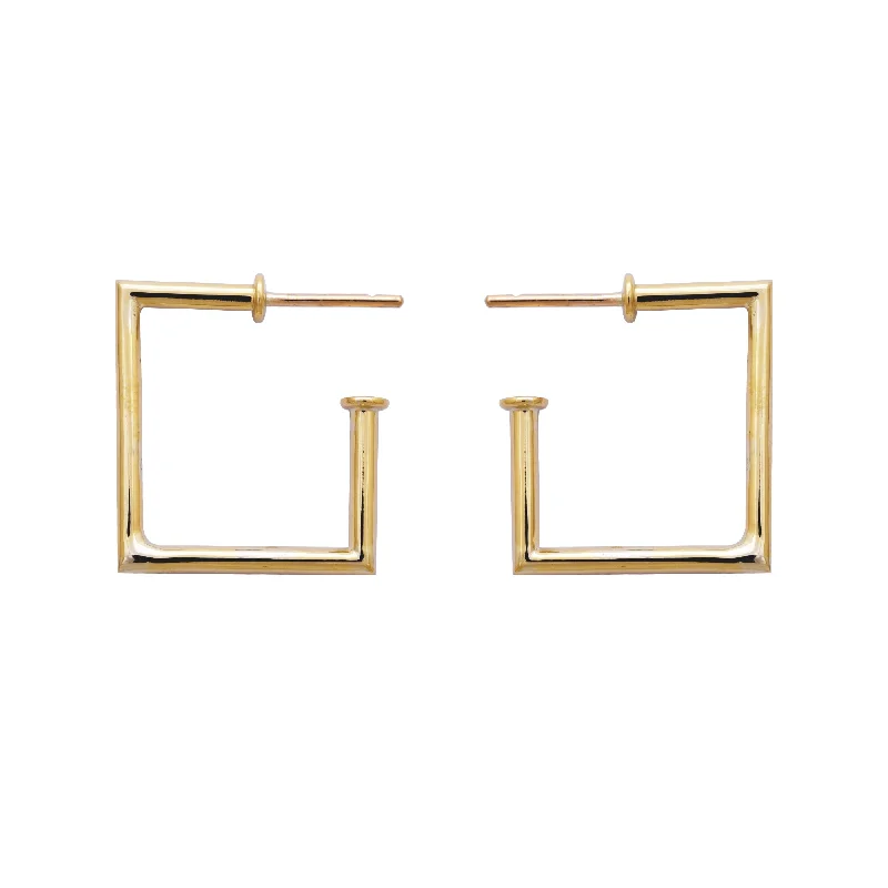 Modern Stud Earrings-Earrings- Plain Gold