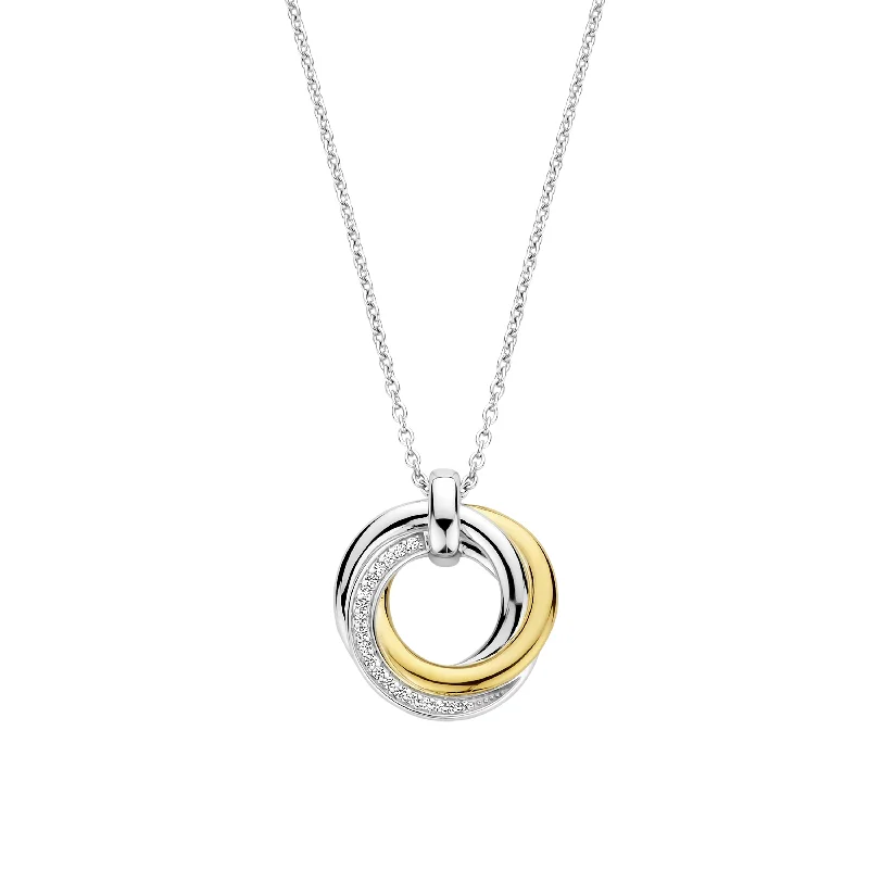 Luxury Name Necklaces-Ti Sento Gold Silver Zirconia Intertwined Layer Necklace