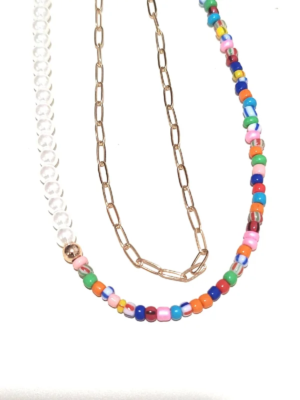 Stylish Gemstone Pendant Necklaces-Seed Bead Pearl Necklace