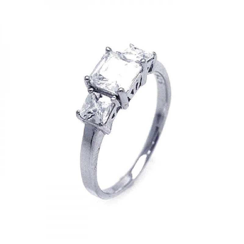 High-End Diamond Rings-Silver 925 Rhodium Plated CZ Past Present Future Ring - STR00697