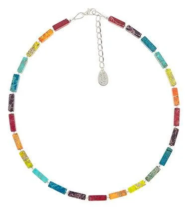 Fashionable Long Pendant Necklaces-Carrie Elspeth Rainbow Jasper Full Beaded Necklace