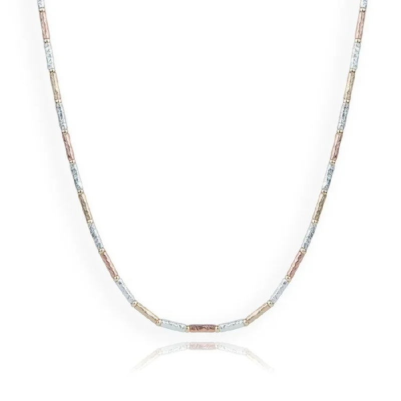 Long Gold Chain Necklaces-Lavan 3-Tone Gold and Sterling Silver Necklace