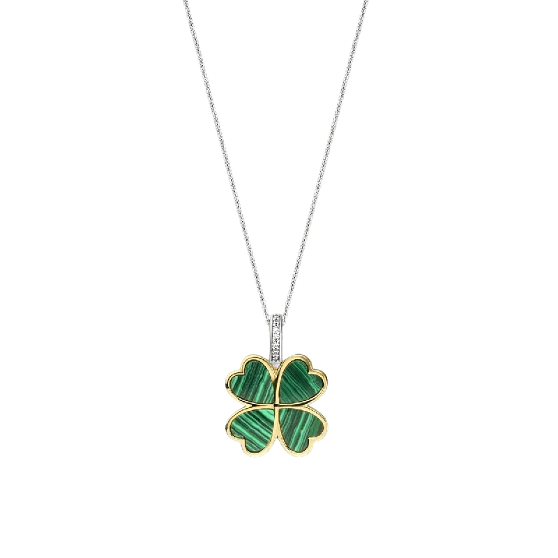 Stylish Statement Necklaces-Ti Sento 18ct Gold Vermeil Silver Cubic Zirconia Clover Necklace