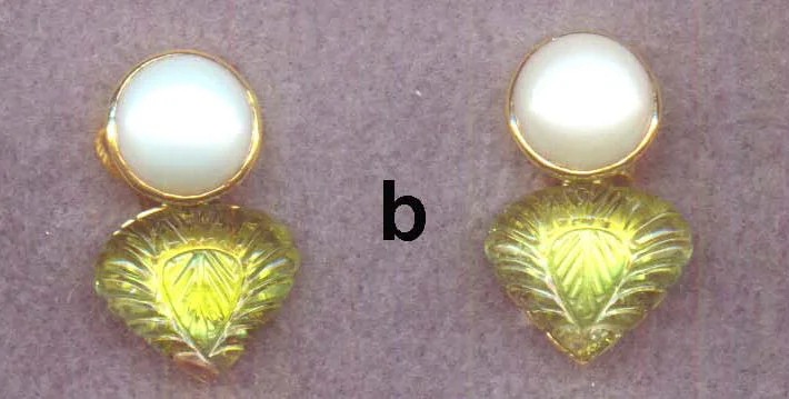 Pearls and Gold Earrings-Repair - Earrings - Pearl and Peridot in 18k gold (377B)