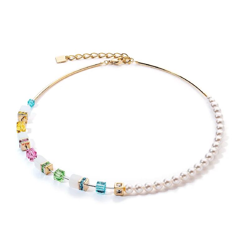 Modern Gemstone Necklaces-Coeur De Lion GeoCUBE® Fusion Festive Multicolour Necklace