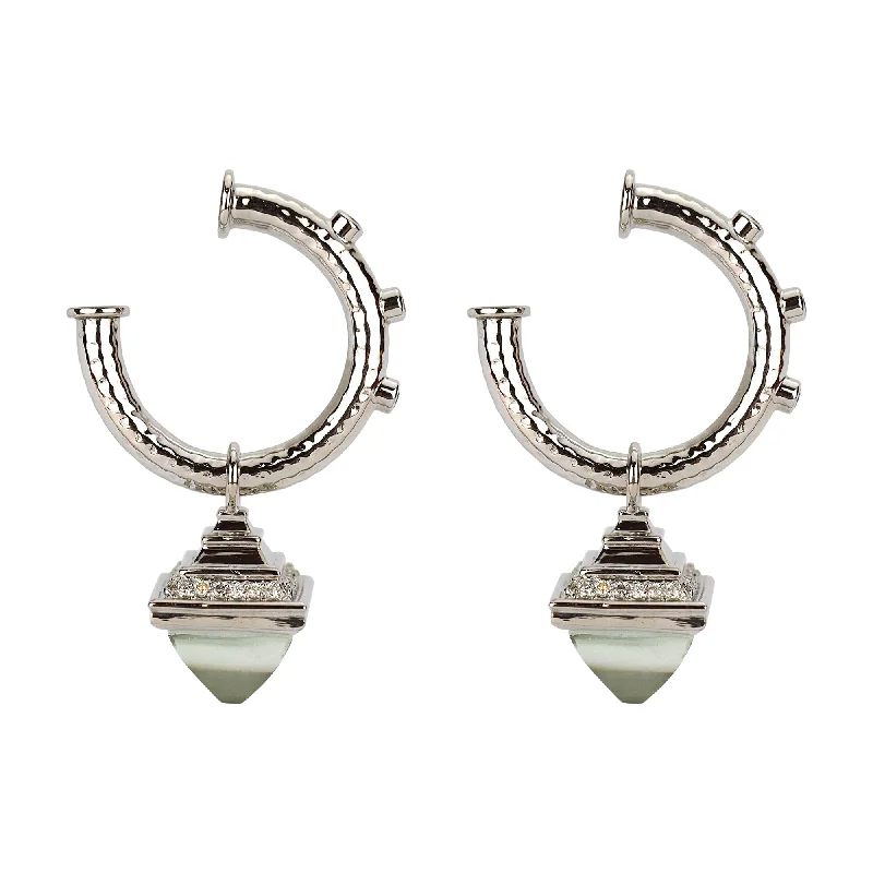 Artistic Pearl Earrings-Earrings - Diamond & Green Quartz