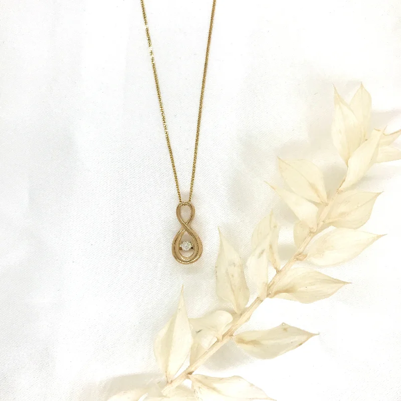 Fine Gold Pendant Necklaces-10k Yellow Gold Diamond Dancing Necklace