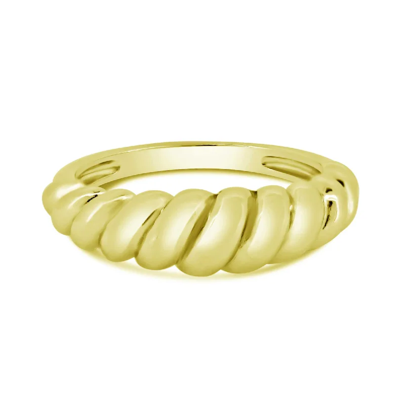 Bold Gemstone Rings-Gold Plated 925 Sterling Silver Croissant Design Ring - STR01166GP