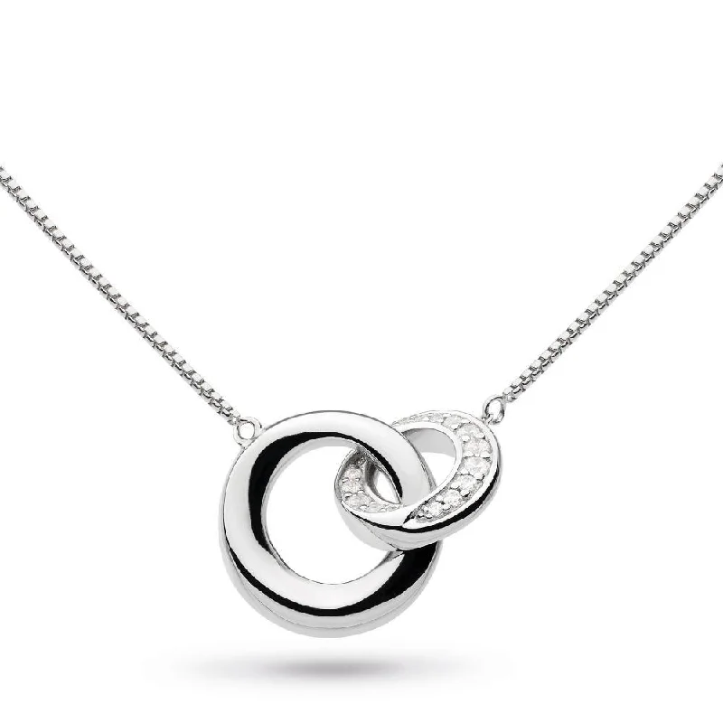 Sterling Silver Necklaces-Kit Heath Bevel Cirque CZ Pave Link Necklace