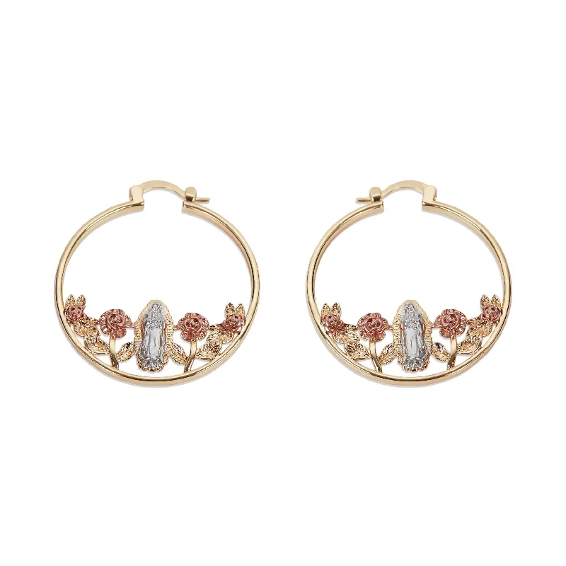 Statement Earrings-THE GUADALUPE ROSE HOOP EARRINGS