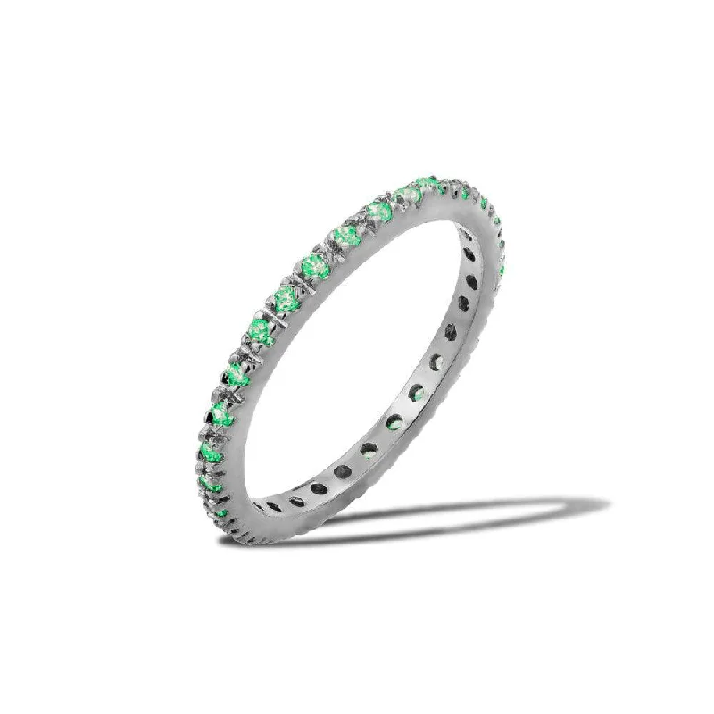 Unique Wedding Ring Bands-Rhodium Plated 925 Sterling Silver Plated Birthstone Inlay Eternity Ring May - BGR00339MAY