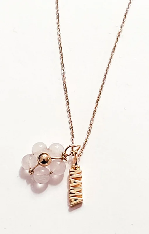 Silver Chain Necklaces-Mama Rose Quartz Necklace