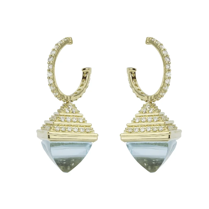 Statement Earrings for Women-Earrings - Blue Topaz And Diamond (2263E)