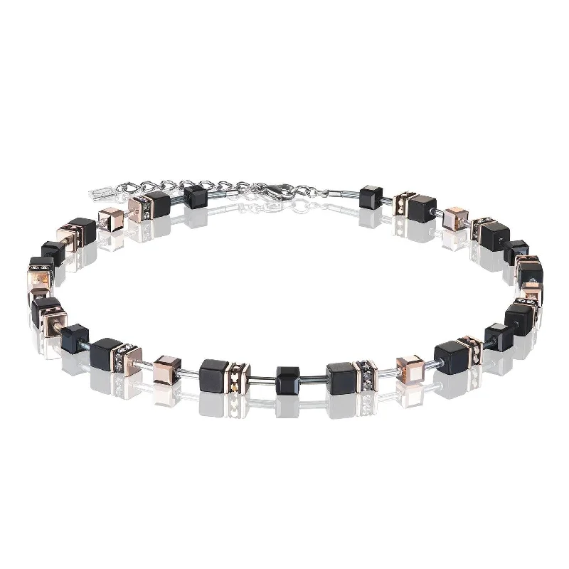 Long Statement Necklaces-Coeur De Lion Black Swarovski® Crystals GeoCUBE® Necklace