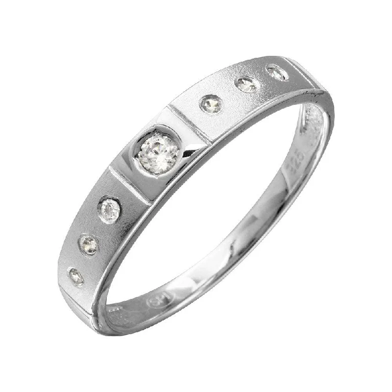 Women’s Statement Rings-Half Matte Finish Rhodium Plated 925 Sterling Silver CZ Triol Ring - GMR00143