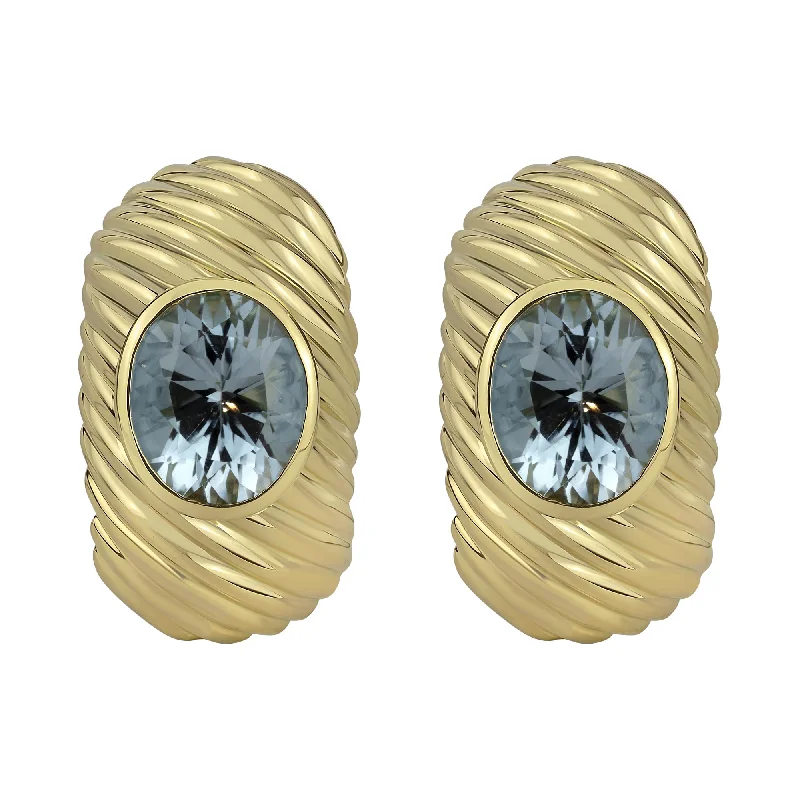 Luxury Stud Earrings-Earrings- Blue Topaz (1077J)