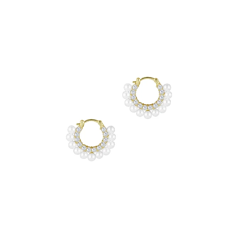 Beautiful Hoop Earrings-THE DANI PAVE' PEARL HOOP EARRINGS