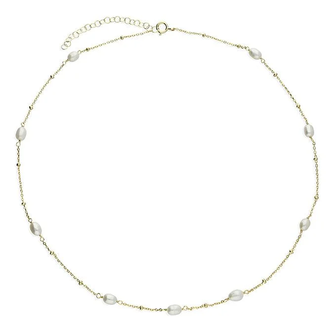 Sparkling Silver Pendant Necklaces-Gold Vermeil Chain Necklace with Freshwater Pearls