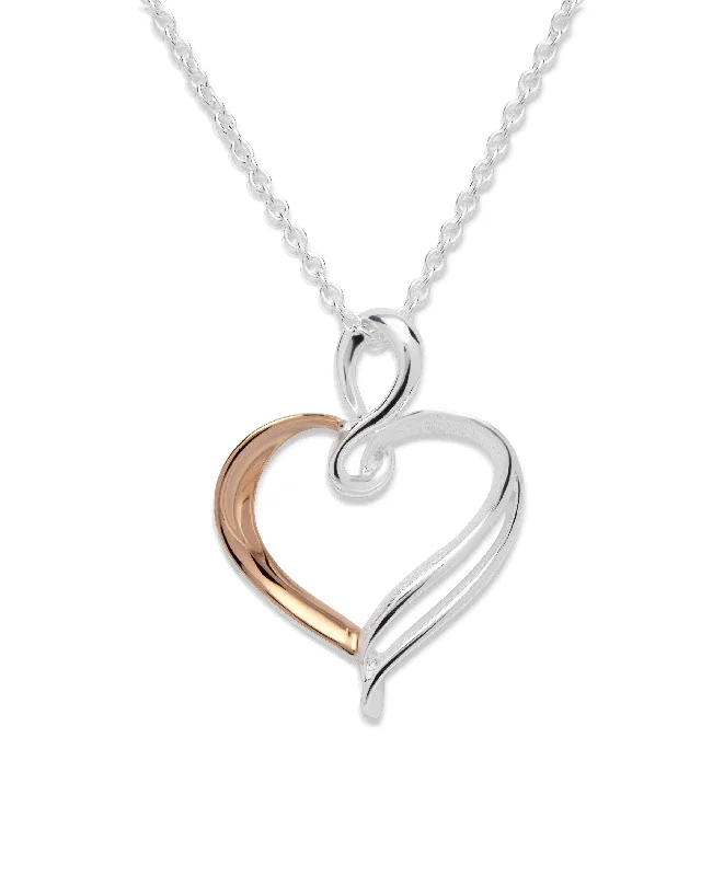 Trendy Gold Chain Necklaces-Unique & Co Rose Gold Vermeil Heart Pendant