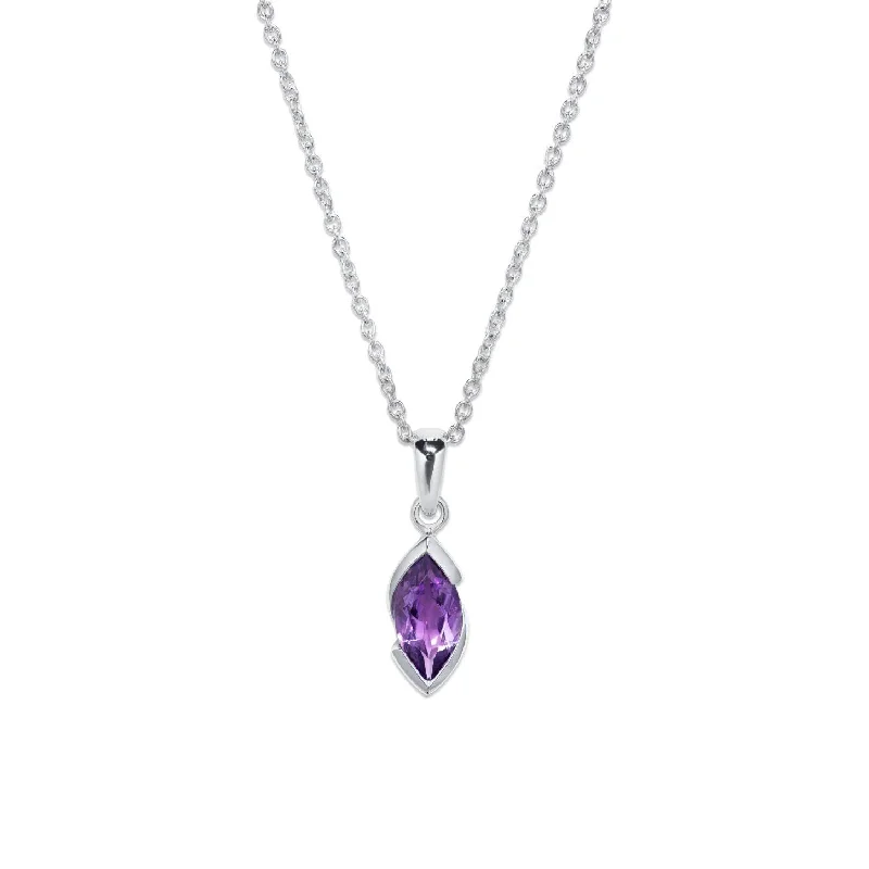 Stylish Pendant Necklaces-Unique & Co Marquis Amethyst Necklace