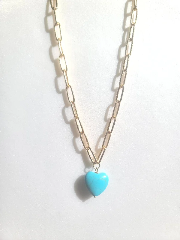 Birthstone Pendant Necklaces-Turquoise Heart Breaker Necklace