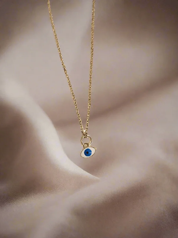 Luxury Diamond Necklaces-Evil Eye 14kt Gold Charm Necklace