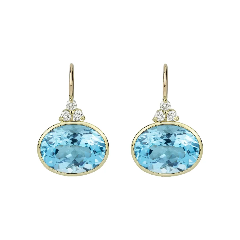 Colorful Earrings for Women-Earrings - Blue Topaz And Diamond