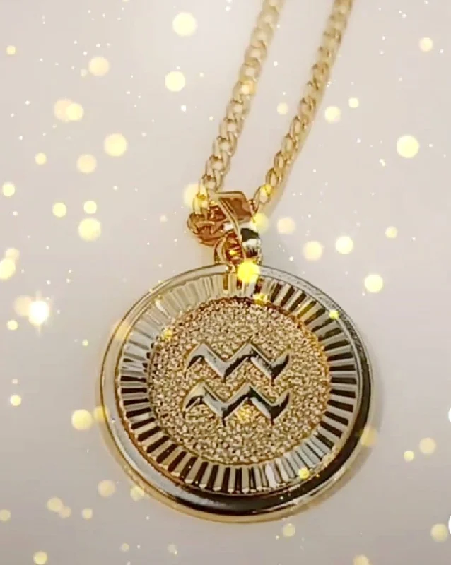 Stunning Pendant Necklaces for Brides-Zodiac 18kt Gold Plated Necklace