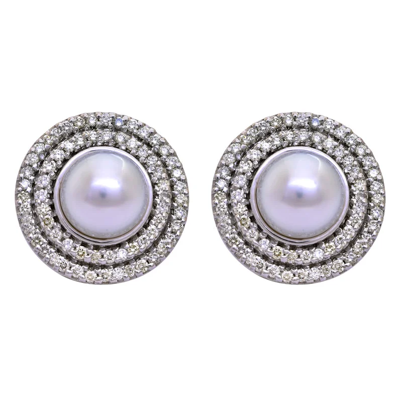 Affordable Gold Earrings-Earrings- South Sea Pearl and Diamond