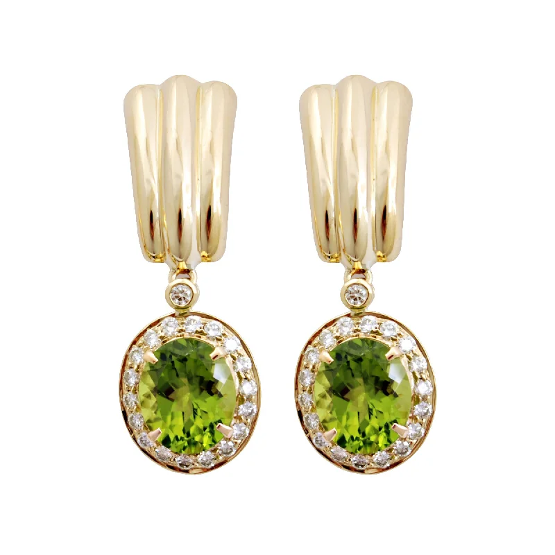 Sparkly Silver Earrings-Earrings- Peridot And Diamond (1480F)