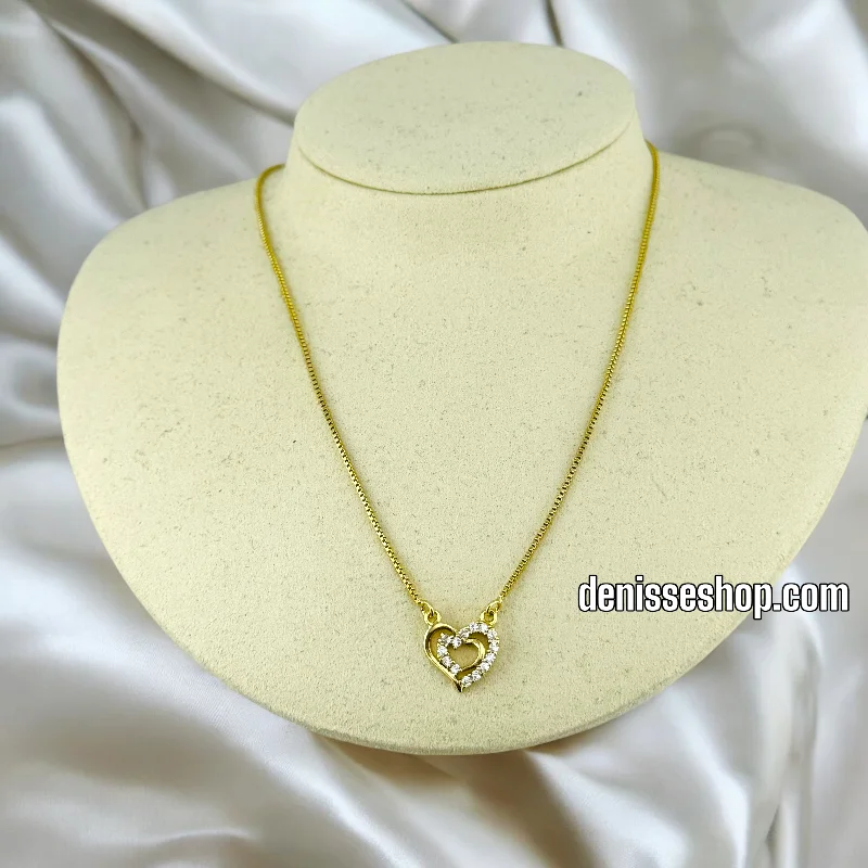 Luxury Diamond Necklaces-14K / WOMEN / HEART WHITH WHITE STONES NECKLACE N125