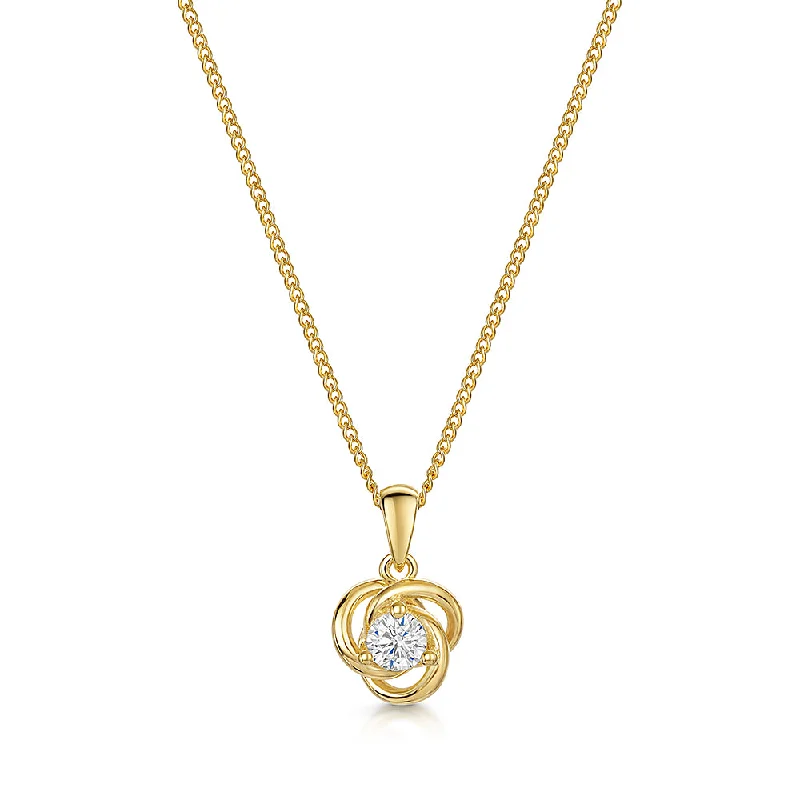 Heart-Shaped Diamond Necklaces-Jools Gold Vermeil Cubic Zirconia Circles Knot Pendant Necklace