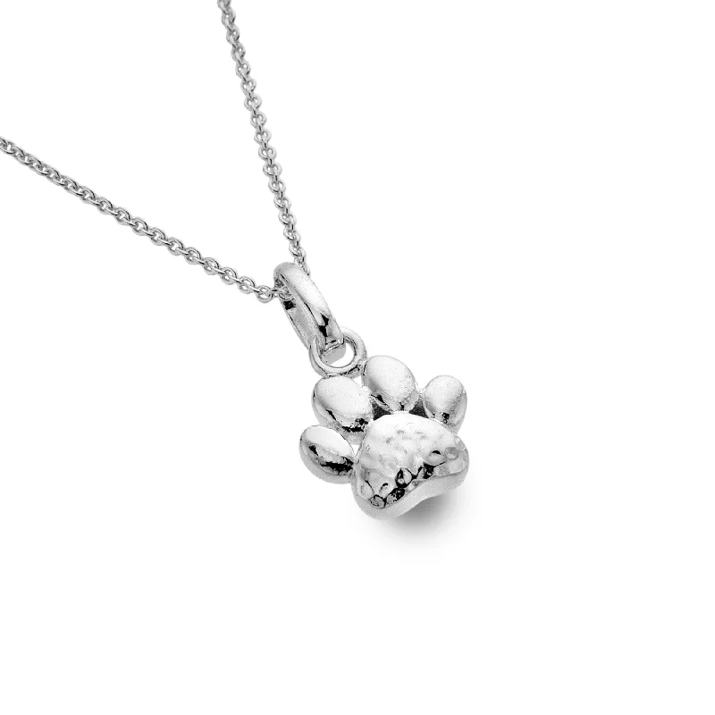 Personalized Choker Necklaces-Sea Gems Sterling Silver Dog Paw Pendant Necklace