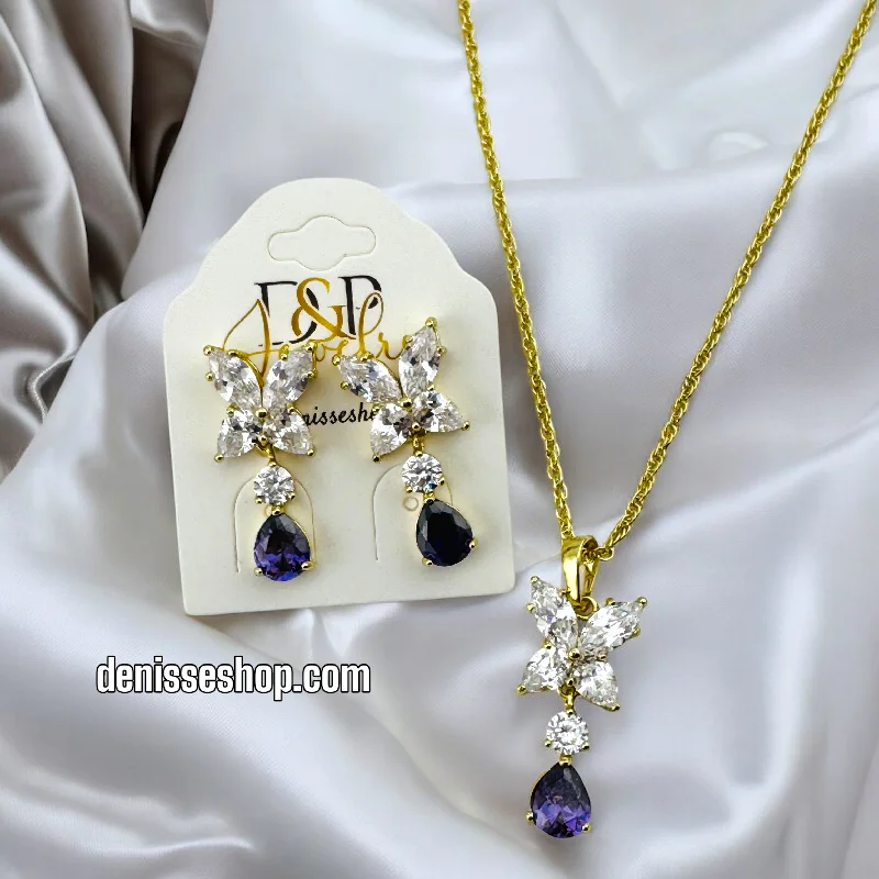 Simple Chain Necklaces-14K / WOMEN / ELEGANT PURPLE NECKLACE SET N130