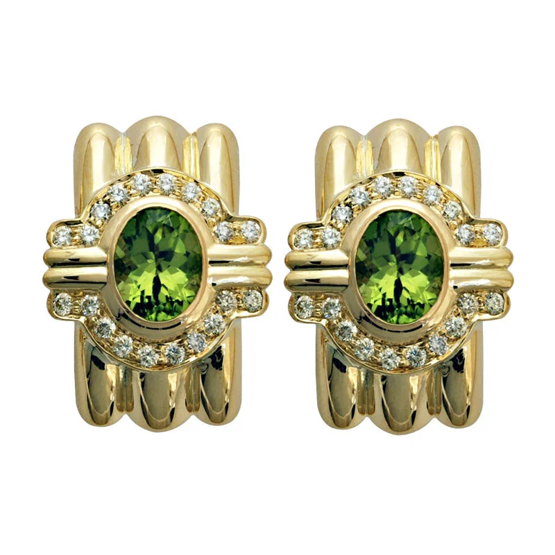 Crystal Drop Earrings-Earrings - Peridot And Diamond (1503B)