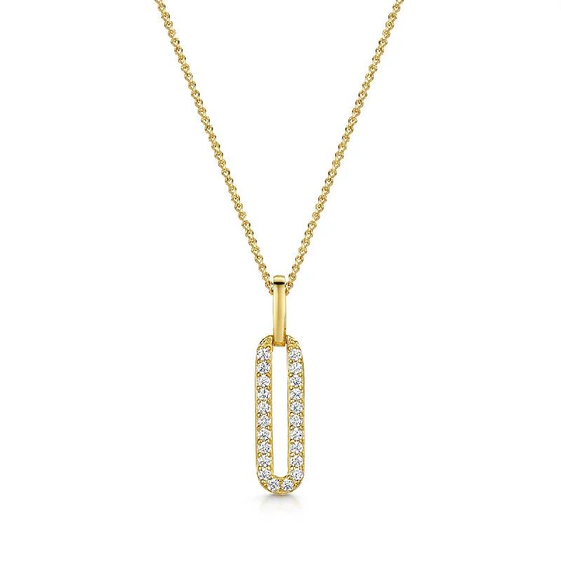 Trendy Gold Pendant Necklaces-Jools Gold Vermeil Zirconia Paperlink Drop Pendant Necklace