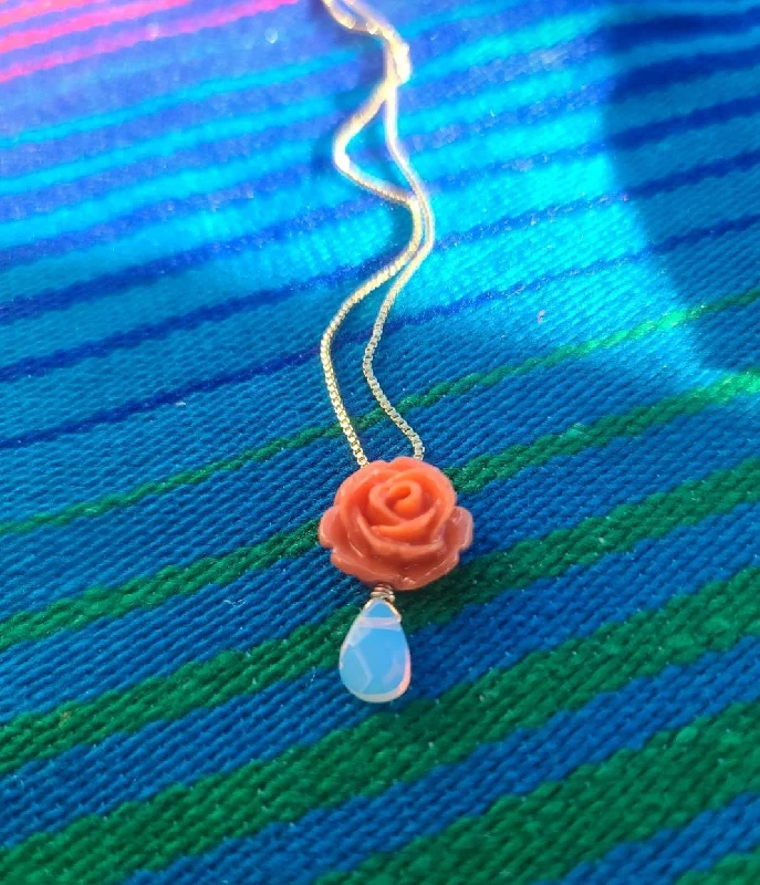 Heart-Shaped Diamond Necklaces-Marigold Rose Opalite Necklace