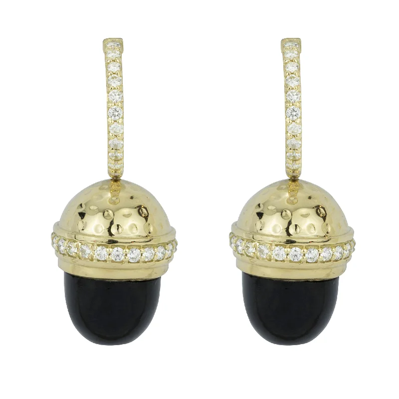 Simple Earrings for Everyday-Earrings - Black Onyx And Diamond (2262D)