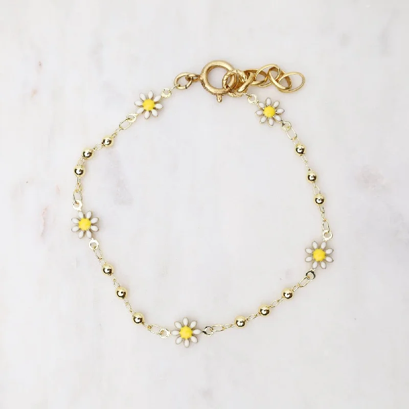 Sparkling Tennis Bracelets-Enamel Daisy Bracelet