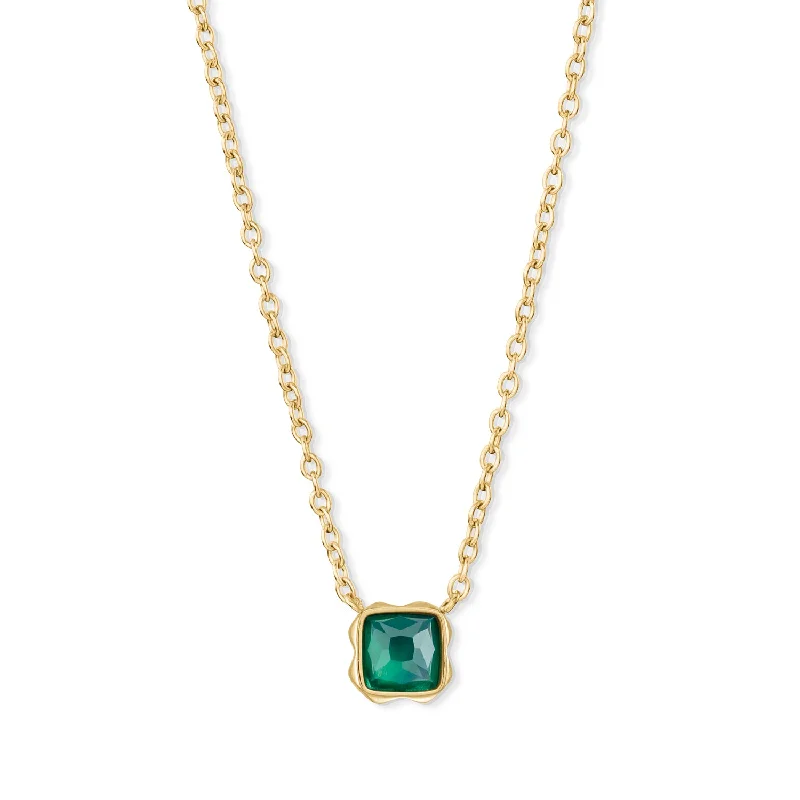 Gold and Silver Necklaces-Coeur De Lion Gold May Birthstone Green Agate Necklace