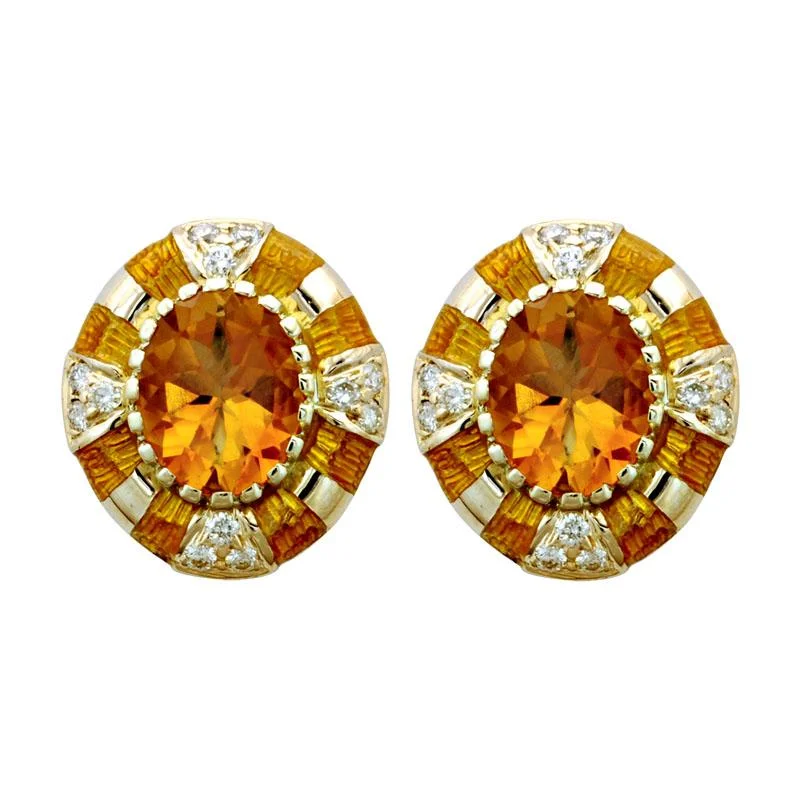 Crystal and Gemstone Earrings-Earrings-Citrine and Diamond (Enamel)  (1879D)