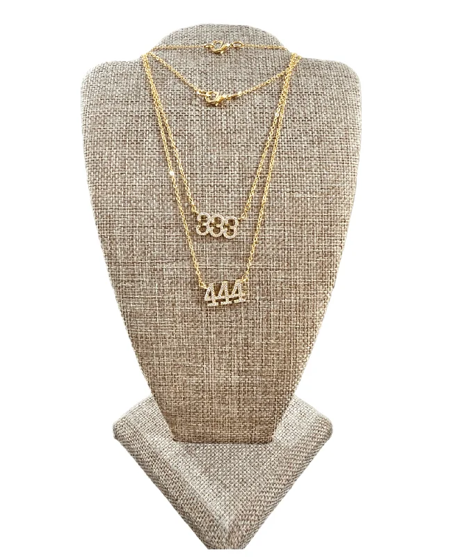 Designer Gold Necklaces-Angel Number Cz Necklace