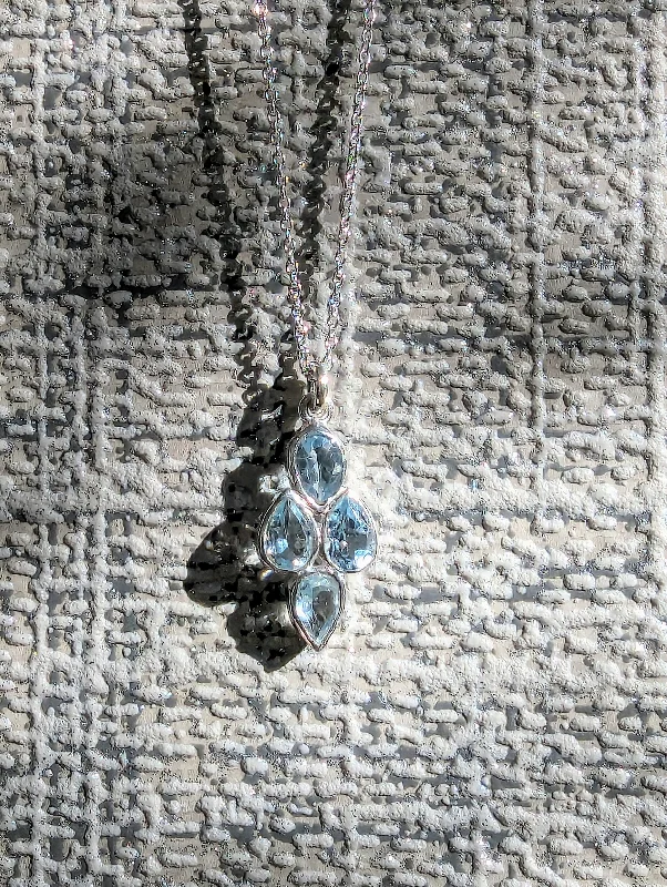 Long Statement Necklaces-Waterfall Blue Topaz Necklace