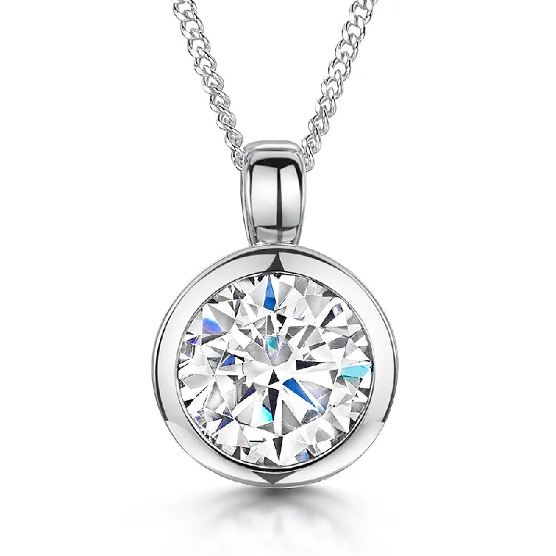 Personalized Necklace for Brides-Jools Sterling Silver 0.8cm Cubic Zirconia Pendant Necklace