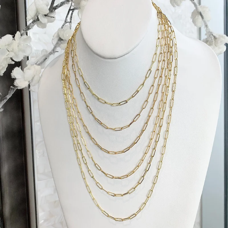 Romantic Crystal Necklaces-10k Gold Paperclip Chain Necklace