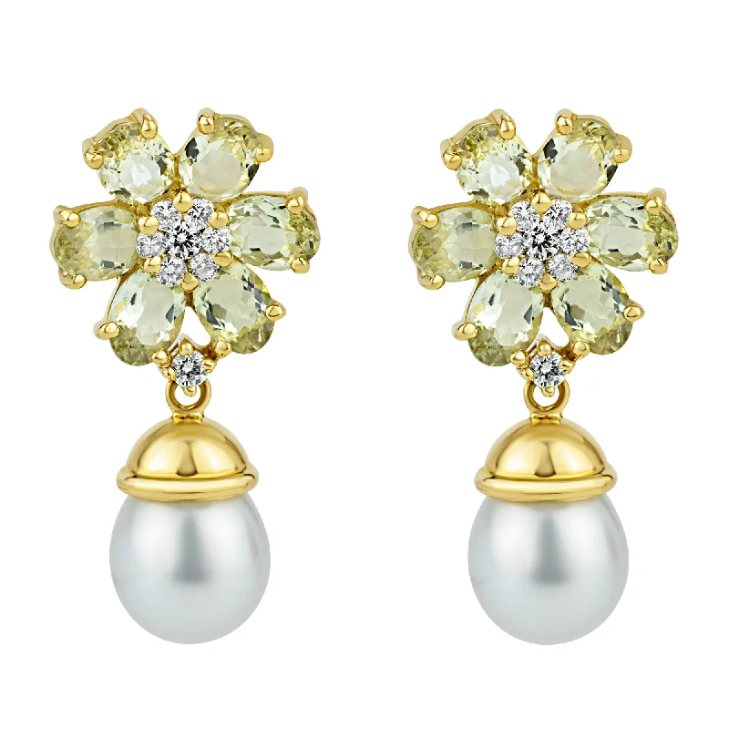 Pretty Pearl Earrings-Repair - Earrings- Beryl, S.S. Pearl And Diamond (2166H)