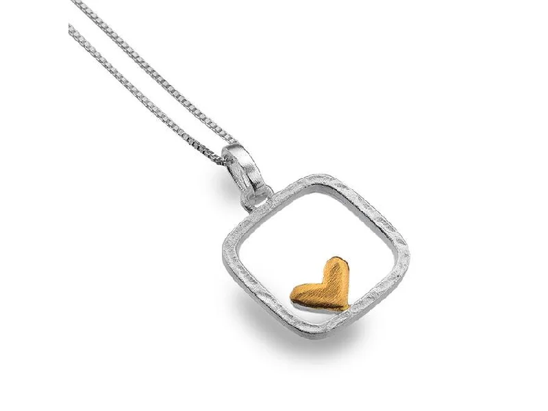 Designer Gold Necklaces-Sea Gems Framed Heart Pendant