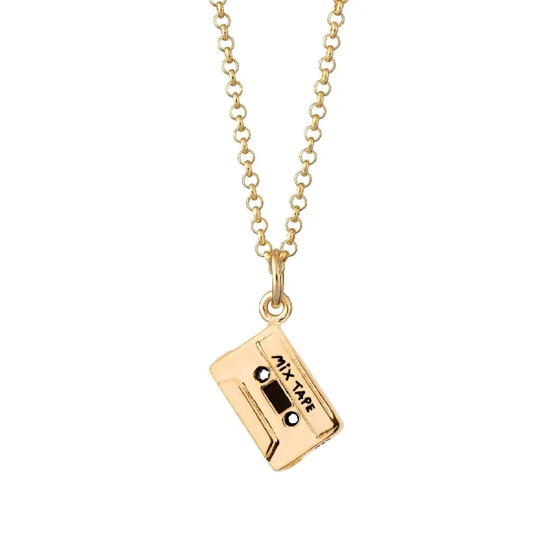 Unique Silver Necklaces-Scream Pretty Gold Plated Mix Tape Necklace