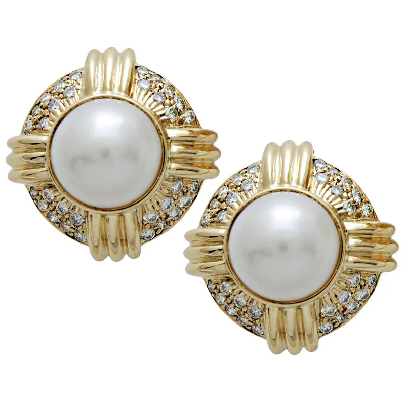 Pearl Drop Earrings-Earrings- Pearl And Diamond (1642B)