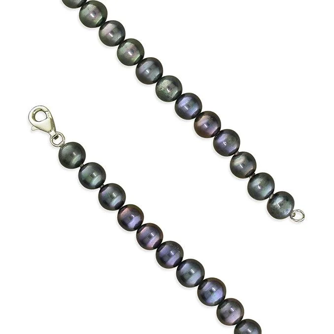 Elegant Choker Necklaces-Sterling Silver and Peacock Freshwater Pearl Necklace